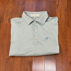 Classic Striped Polo Shirt in two-toned green